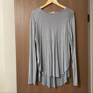 Striped long sleeve high low shirt.